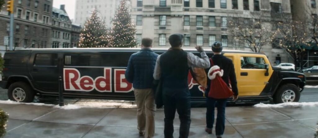 Red Bull limousine pulls up on the side of the road in The Night Before